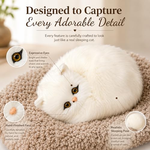 Image of Monex Stationary Cute Sitting Cat Plu | Ultra Soft Stuffed Animal for Kids, Girls & Room Decor | Decorative Cat Plushie Gift (White)