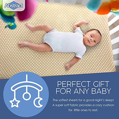 Super Soft Fitted Crib Sheets – 100% Jersey Cotton – For Boys And Girls - 28” X 52” Fits Full Size Crib And Toddler Bed Mattresses - Covered Elastic Hem – Beige Polka Dot – By Abstract #TOP4