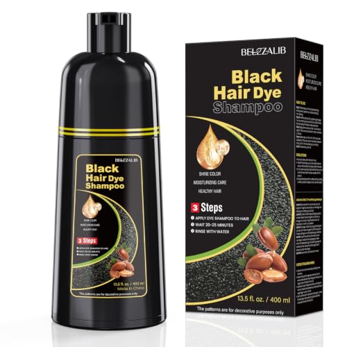 BELEZALIB Black Hair Dye Shampoo for Woman & Man, Hair Color Shampoo 3 in 1