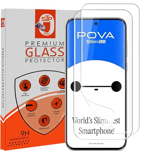 Image of STP FEEL Unbreakable Membrane Screen Protector Guard Compatible For Tecno Pova Slim 5G (6.78 Inch, Pack of 2) | Hydrogel Membrane Ultra Smooth Touch with Finger Print Support