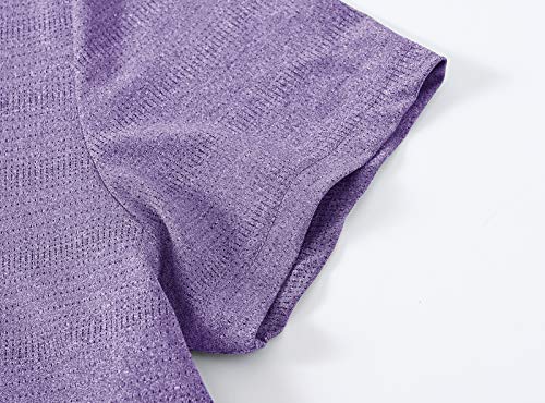 Basudam Women's Golf Polo Shirts V-Neck Short Sleeve Collarless Tennis Running T-Shirts Quick Dry Purple Xl #TOP4