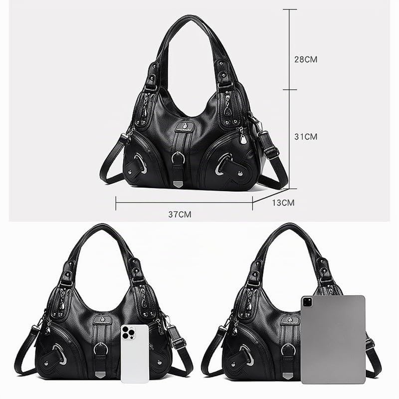 Borsa Bauletto con Tracolla da Donna in Pelle Sintetica Sacchetto Hobo Borsa a mano Borsa a spalla Borse Manici Lunghi Donne Borsetta Borse a tracolla Bianco