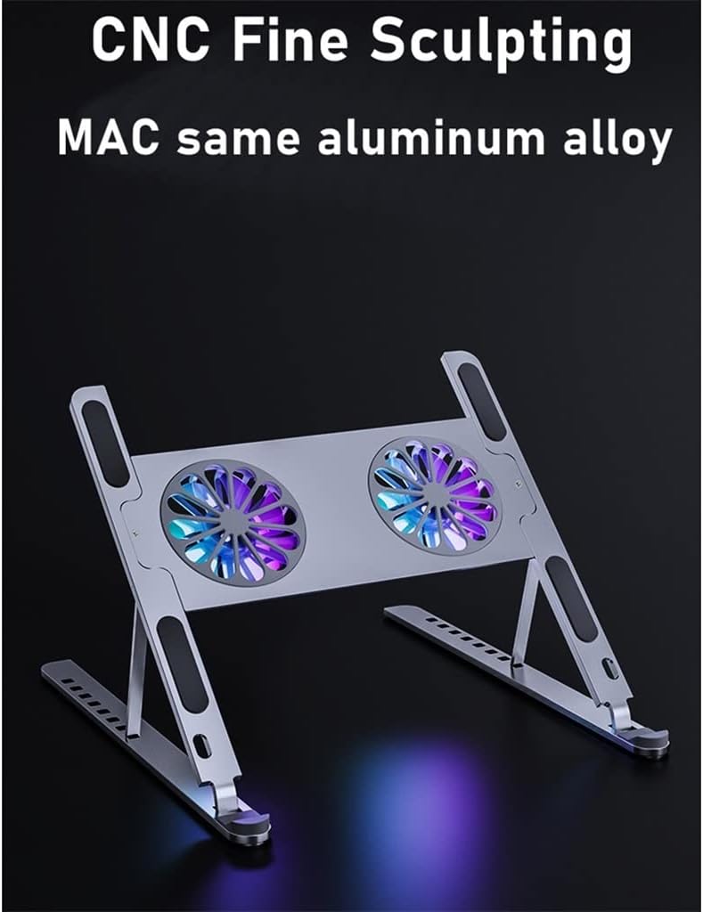 Aluminum Adjustable Laptop Stand for Tablet Notebook Cooling Fan Pad Portable Base