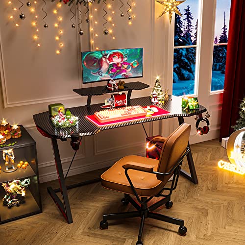 Motpk 39 Inch Boys Gaming Desk Z-Shaped Sturdy Kids Computer Desk, Gaming Table Workstation Home Office Desk With Monitor Stand Cup Holder And Headphone Hook, Gift For Boys Kids Men, Black #TOP3