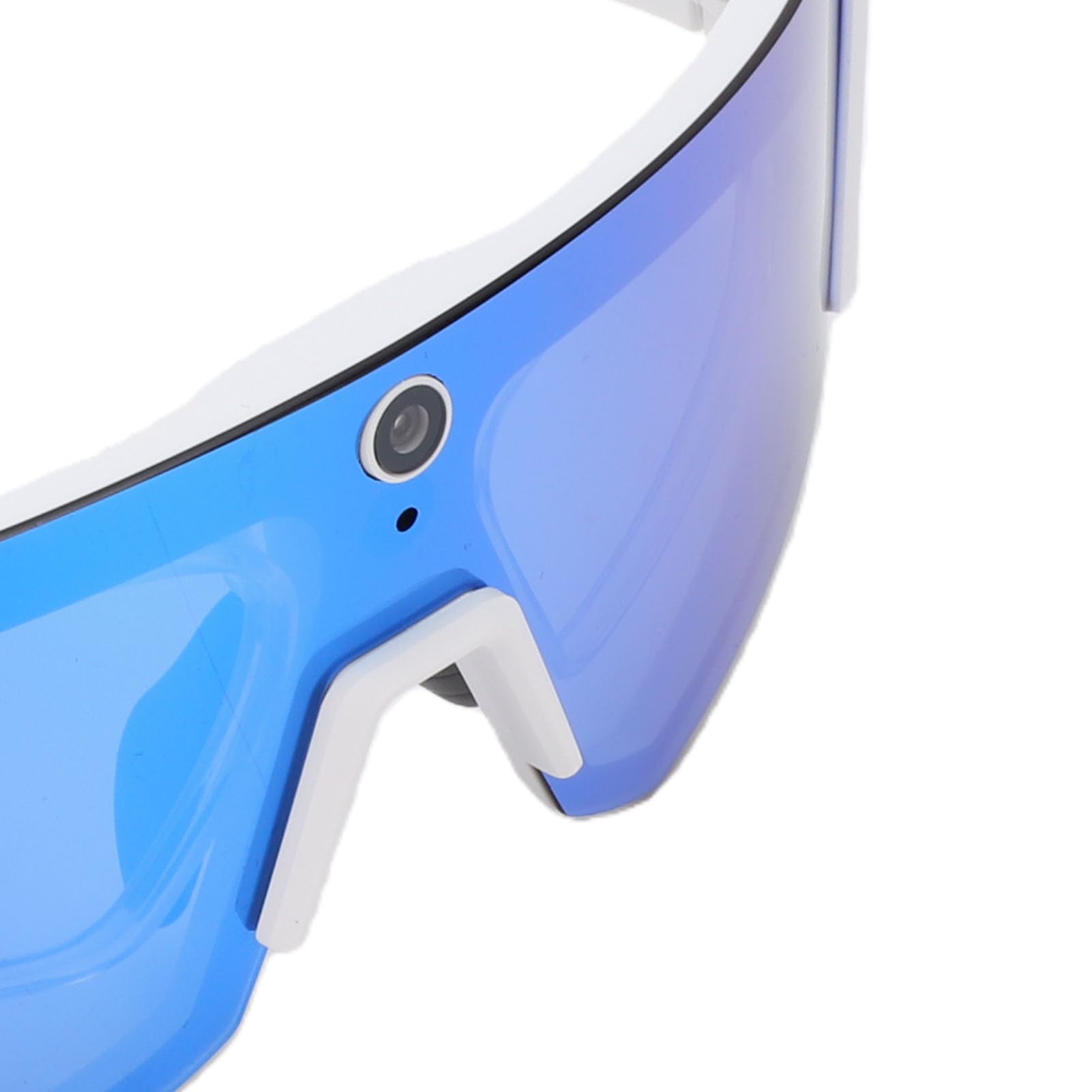VBESTLIFE Lunettes de Cyclisme Intelligentes, Caméra 4K AI 8MP avec Stabilisation EIS à Commande Vocale, Lunettes de Sport Bluetooth pour le Ski, le Vélo, la Course à Pied et la Randonnée (Blanc Bleu)