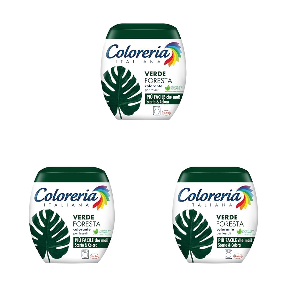 Coloreria Italiana Grey Colorante Tessuti e Vestiti in Lavatrice, Verde Foresta, 1 Confezione (Confezione da 3)
