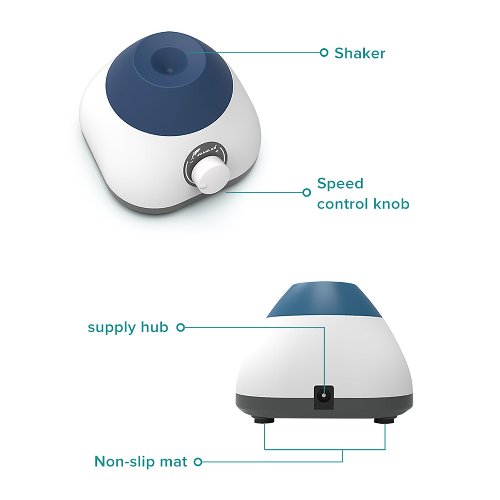 ERICAT Mélangeur Shaker Vortex De Laboratoire, Mini Shaker Vortex avec Régulation De Vitesse par Bouton, Vitesse Réglable De 0 À 3 000 TR/Min Et Diamètre Orbital De 4,5 Mm, pour Laboratoire