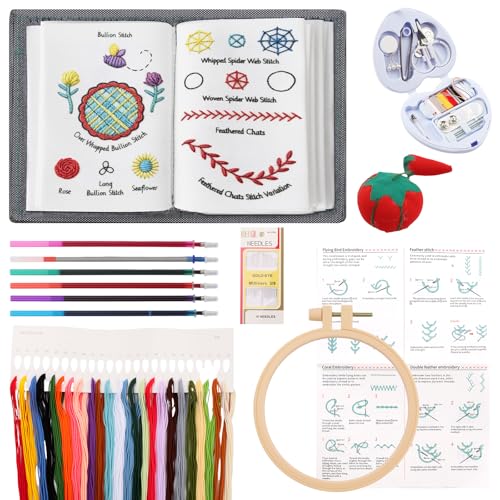 Kit broderie débutant adulte avec livre de point de couture fait-main pour loisirs créatifs