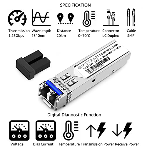 Image of 1000BASE-LX /LH SFP Optical Transceiver Module Compatible with HPE Aruba J4859D J4859DCM JL746A ProCurve J4859C J4859B J4859A 1310nm 20km DDM Duplex LC SMF 10 Pack