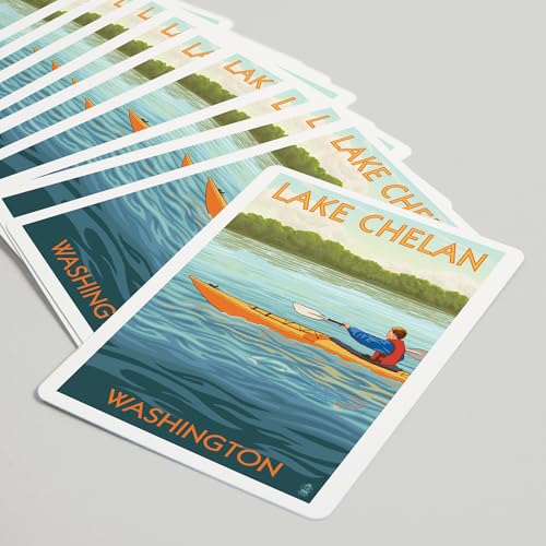 Naipes Lake Chelan Washington Escena Kayak Póker 52 miniatura 5