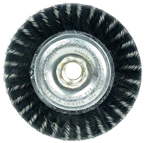 Image of Weiler 35800 Mini Roughneck 4 inch Polyflex Encapsulated Stringer Bead Wheel, 0.020 inch Steel Wire Fill, 5 /8 inch-11 UNC Nut, Made in The USA (Pack of 5)