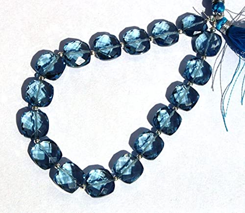 London Blue Faceted Cushion Briolettes : Pierres fines taillées LKBEADS 11mm
