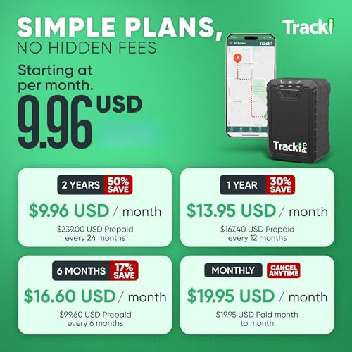 Image of Tracki Pro GPS Tracker for Vehicles up to 12 Months Waterproof Magnetic Asset Real time Tracker 4G LTE Long Battery Life 2-12 Month, Unlimited Distance, Subscription Required, Speed Monitor, Geofence