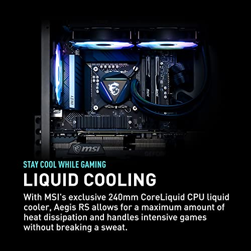 Image of MSI Aegis RS Gaming Desktop: Intel Core i7-13700KF, GeForce RTX 4080, 16GB DDR5, 2TB M.2 NVMe, Liquid Cooling, 80+ Gold PSU, WiFi 6E, Keyboard & Mouse, DIY Friendly, Windows 11 Home: 13NUG-427US