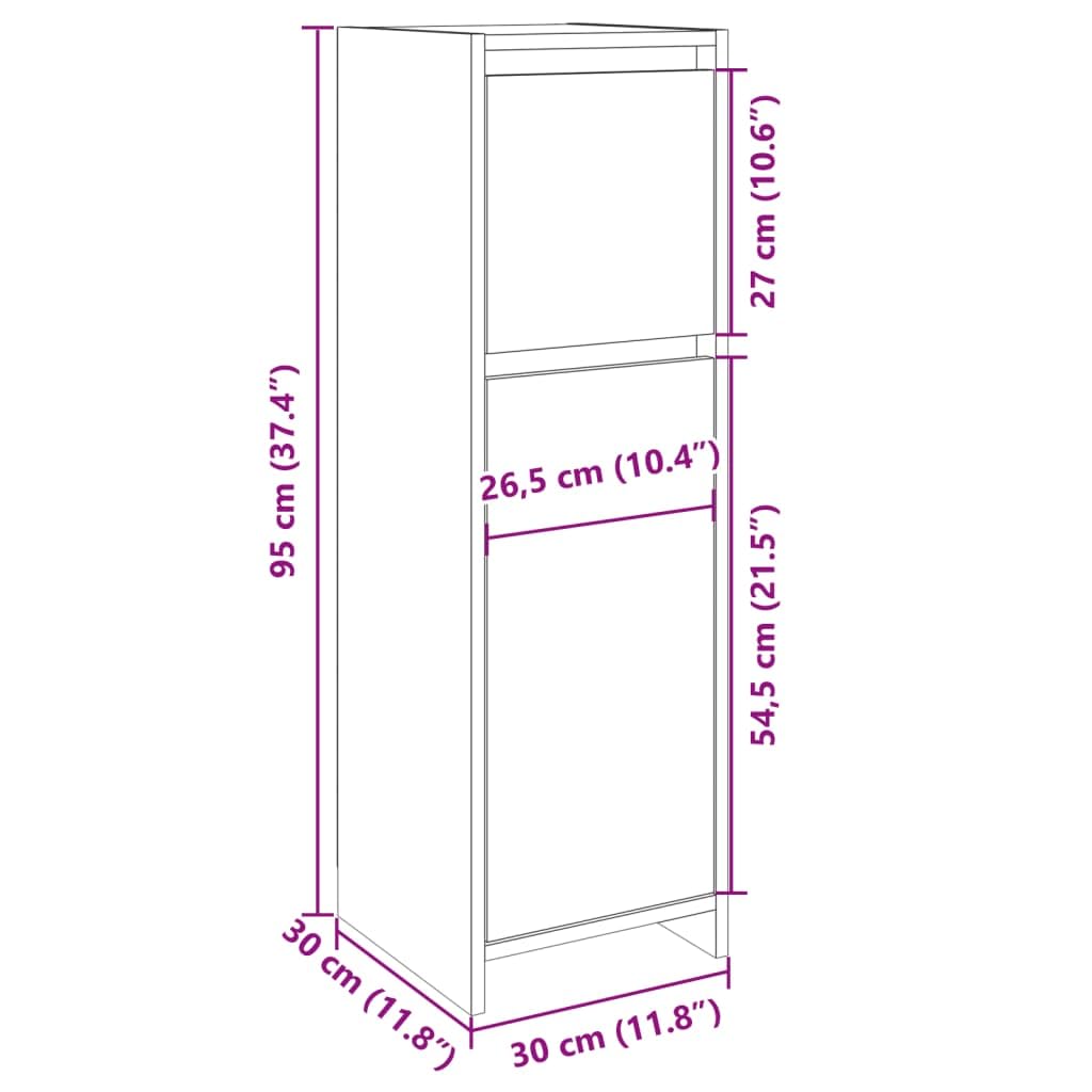 Armario de Baño vidaXL Madera contrachapada Color Roble 30x30x95 cm, Armario de Almacenaje para Baño, Mueble de Baño