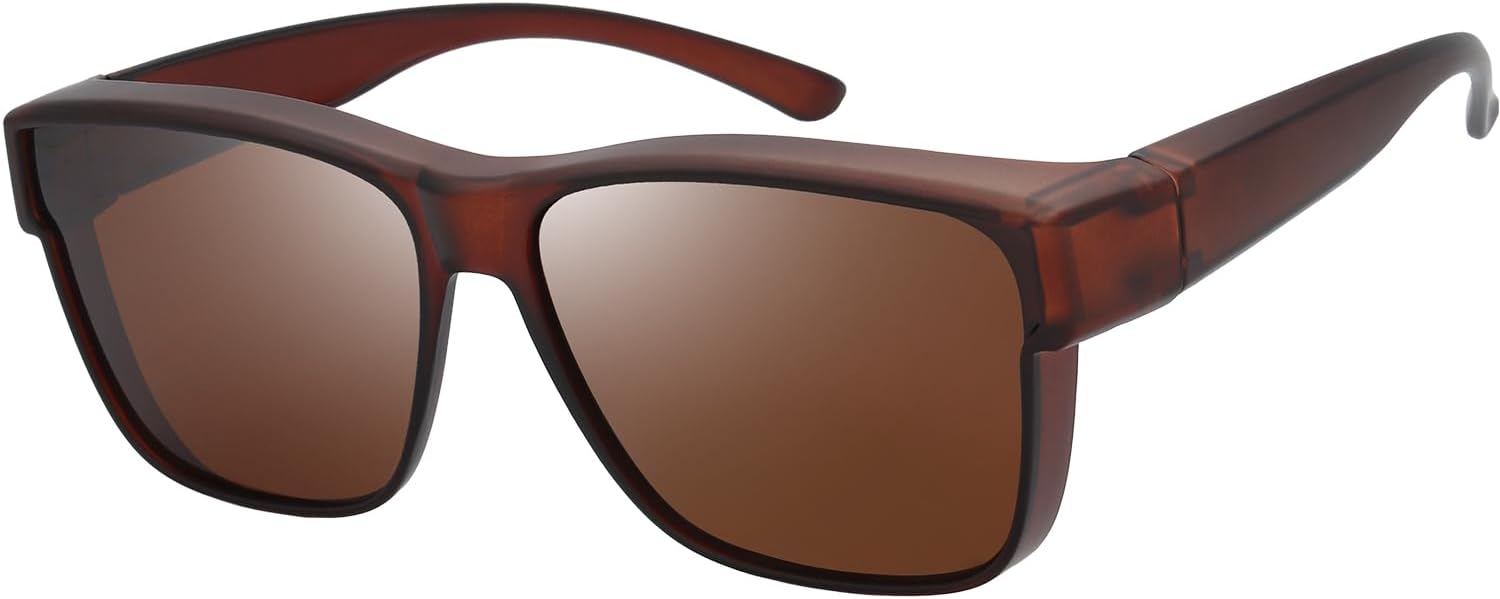 The Fresh High Definition Polarized Wrap Around Shield Sunglasses for Glasses - Leather Eyeglasses Case - FR1F5611P