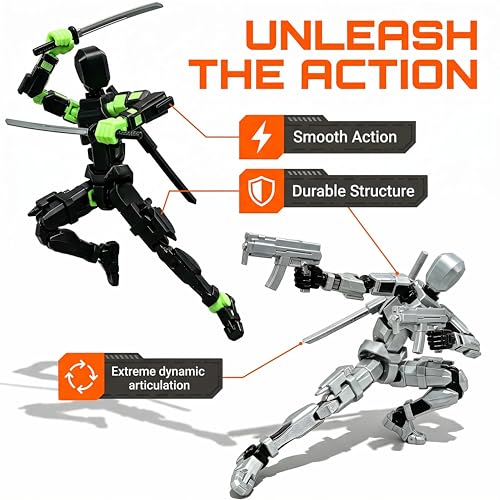 Image of Dumwick 2026 New Titan13 Action Figure,Lucky Robot 13 Action Figure,3D Printed Multi Jointed Action Figures for Adults,Desktop Decorations (Black-RED)