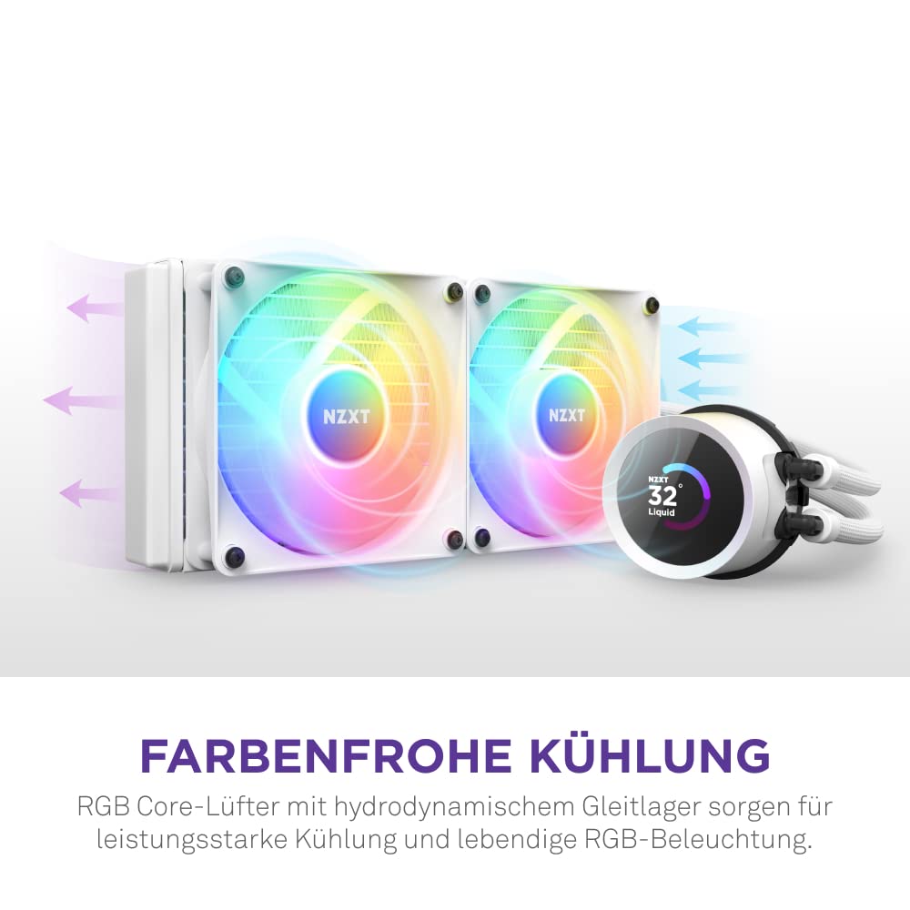 Nzxt Kraken Serie – AIO CPU-Flüssigkeitskühler – Anpassbares LCD-Display – Hochleistungs-Lüfter – Kompatibel mit Intel® & AMD® Sockel – 280 RGB – Weiß – Bild 5