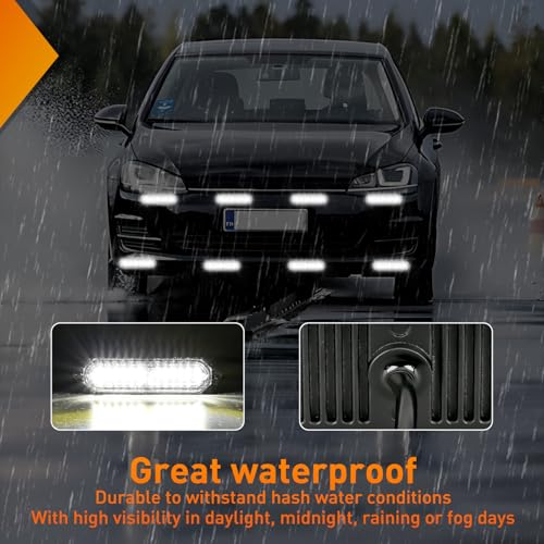 Image of Nilight 8PCS LED Strobe Lights 12V 24V Amber White Sync Feature Ultra Slim