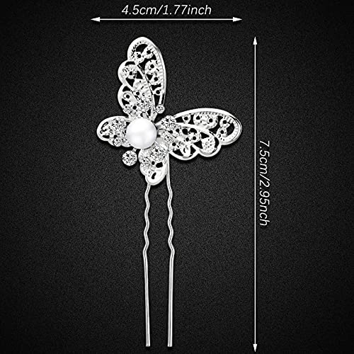 Waydress WAYDRESS-HAIR PINS-3265 12 Pieces Butterfly Hair Pin Butterfly Hair Clips Crystal Pearl Hair Clips Bridal Wedding Hair Pins Bride Headwear Hair Accessories thumb #2