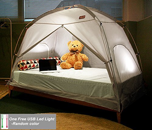 TQUAD Floorless Indoor Privacy Tent on Bed for Insulation Warm Sleep in Drafty Room Saves on Heating bills (Small, Gray)