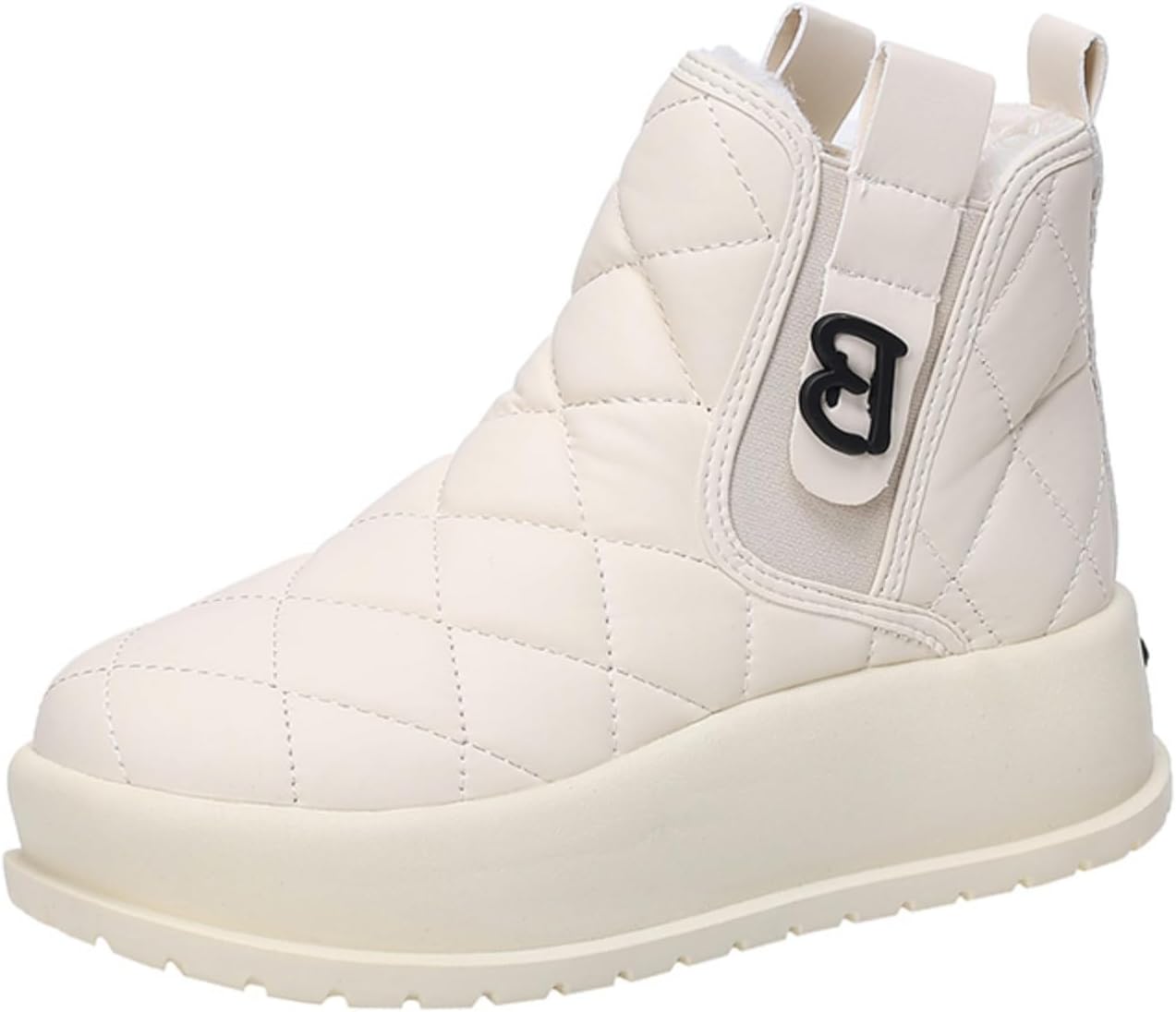 Women's Ankle Snow Boots, Fleece Lined Warm Winter Footwear, Quilted Design, Comfortable Lightweight Sole, Cozy Slip-On Shoes for Cold Weather Daily Wear.