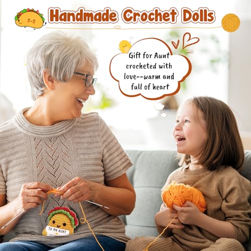 TuSuQing Aunt Gifts Aunts Christmas Birthday Gift from Nephew Niece, Best Aunt Ever Gifts for Women Mothers Day Ideas Gift, Funny Handmade Crochet Taco Aunty Anutie Tia Christmas 2025 Present — view 4
