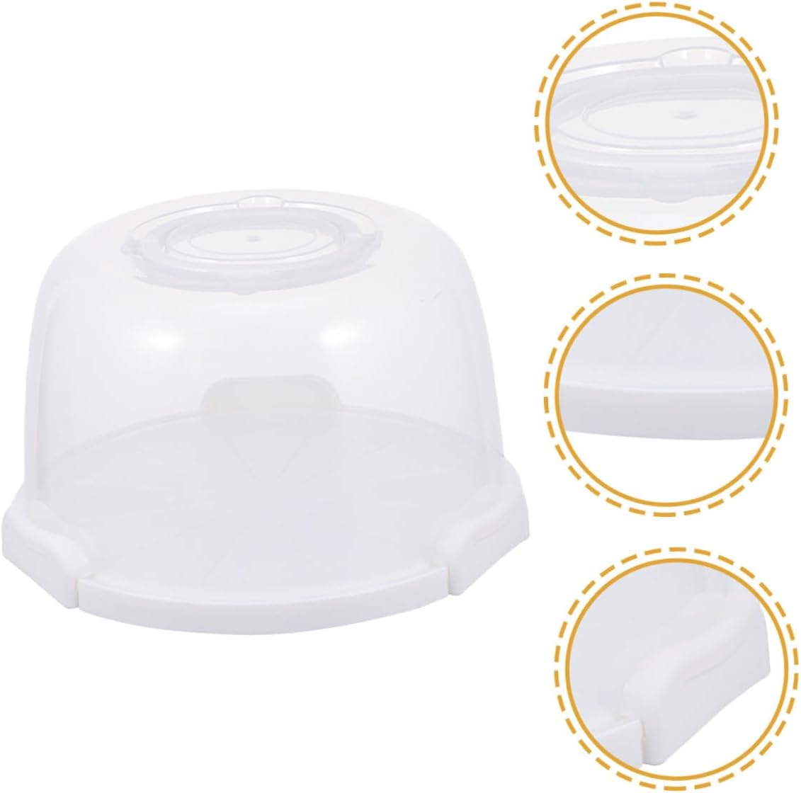 Portable Cake Carrier 8-inch White Elevated Bakery Cake Box with Handle for Kitchen Storage and Transport