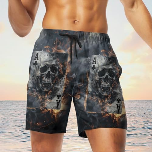 Las Vegas Poker Mens Swim Trunks - Gambling Casino Hawaiian Mens Swim Short Beach Shorts TU-SH-103