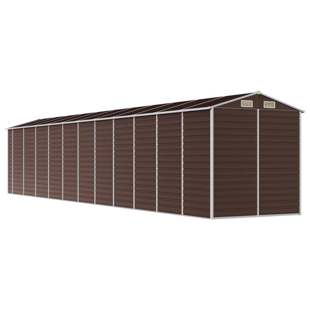 Gerätehaus Braun 191x980x198 cm, verzinkter Stahl Gartenschuppen mit Lüftungsöffnungen, schrägem Dach, abschließbar für Werkzeug, Fahrrad, Rasenmäher, Gartenlagerung