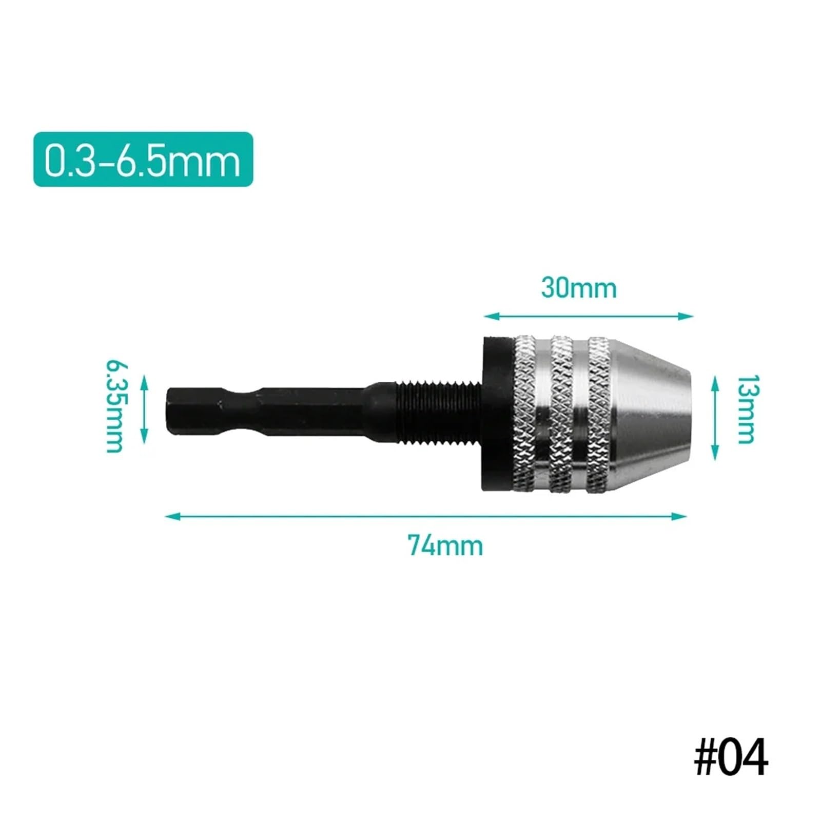 Mandrino per trapano senza chiave da 0,3-8 mm, mini punte per trapano elettrico autoserranti, strumenti per fissaggio a pinza con codolo esagonale da 1/4", convertitore a cambio rapido (04)