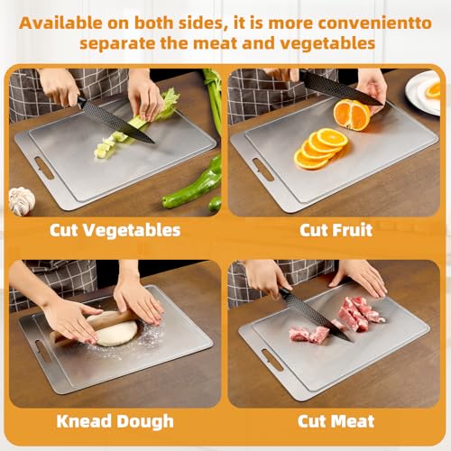 3Pcs Titanium Cutting Boards - 100% Pure Titanium, Double-Sided, Food Grade, Rust-Proof, Durable, Perfect for Meat, Fruit & Vegetables - Premium Kitchen Cutting Mat Holiday Gifts for Women Wife miniatura 5