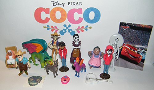 B.B. Inc Disney Coco Movie Deluxe Figure Set of 15 Toy Kit with Figures, Charm, Tattoo, and Sticker Featuring Miguel, Dog Dante, Papa Julio, Pepita The Spirit Guide, Guitar and More!