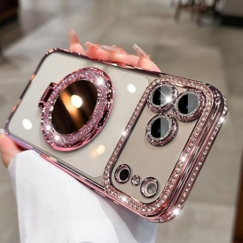 Étui effet miroir diamant pour illuminer le style de votre iPhone 13 Pro rose
