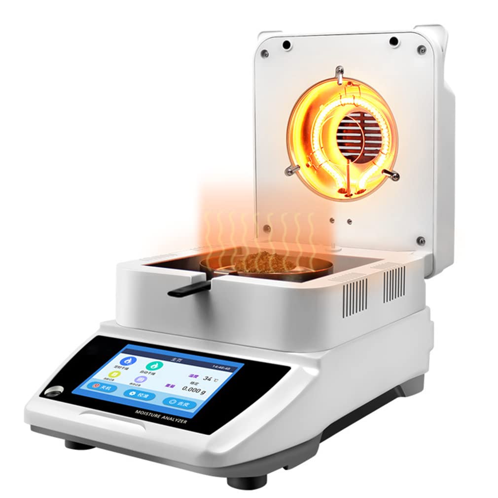 MONSEG Digital Moisture Analyzer Tester, Electronic Moisture Tester Precision Halogen Moisture Tester 50g Capacity 0.01g Readability Chemistry/Biology/Food/Pharmaceutical