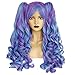 Anogol Hair Cap+ Blue Cosplay Wig Multi-Color Wig Long Wig ombre Purple Cosplay Wig