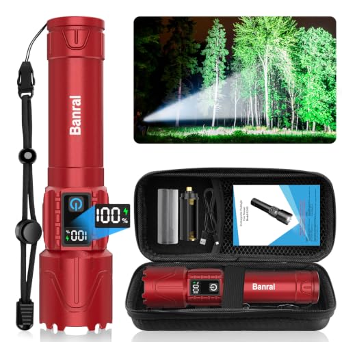 Image of Tactical Flashlight Super Bright High Lumens Rechargeable LED Flash Light | 5000ft Beam, 5000mah, 20H Long Lasting, USB C Charging, Zoomable 5 Modes, Waterproof for Camping Hiking Emergency Men Gift