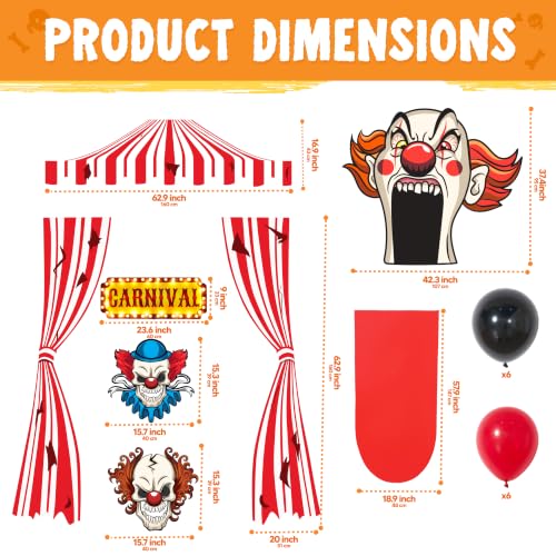 Image of JOYIN Trunk Or Treat Car Decor Kit for SUV Halloween Decorations Outdoor Circus Carnival Clown Design, LED Lights Boards Stickers for Haunted House Door Archway Entryway