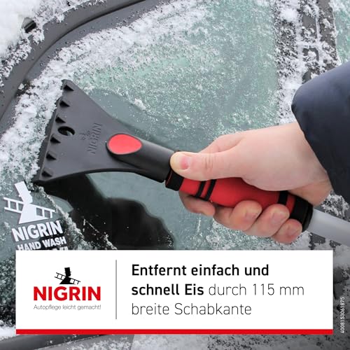 NIGRIN Eisschaber Auto Eiskratzer mit Schneebesen, teleskopierbar bis zu 60-95.5 cm lang
