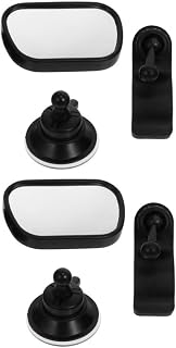 2pcs Rear Facing Mirror for Car, 360 Degree Adjustable Wide Angle | Black Glass and Plastic Build, Shatterproof Design, Backseat Monitoring for Parents during Driving