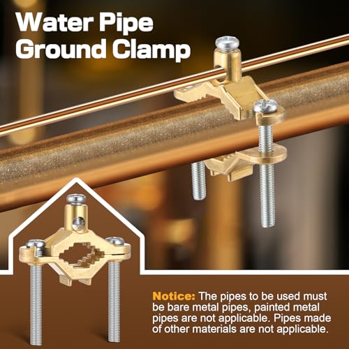 Image of Feekoon 1 /2 inch to 1 inch Ground Clamp, Copper Alloy Wire Pipe Ground Clamp for Bonding Wire to Water Pipe or Steel (1 Pack)
