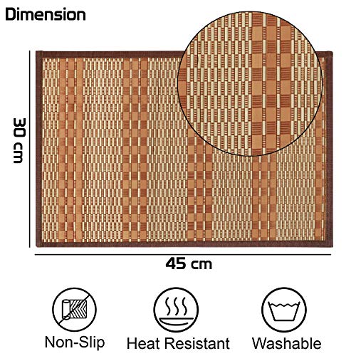 Image of HOKIPO Bamboo Table Mats for Dining Table, Set of 4 Wooden Placemats, 45x30 cm, Orange (AR2816-D6)