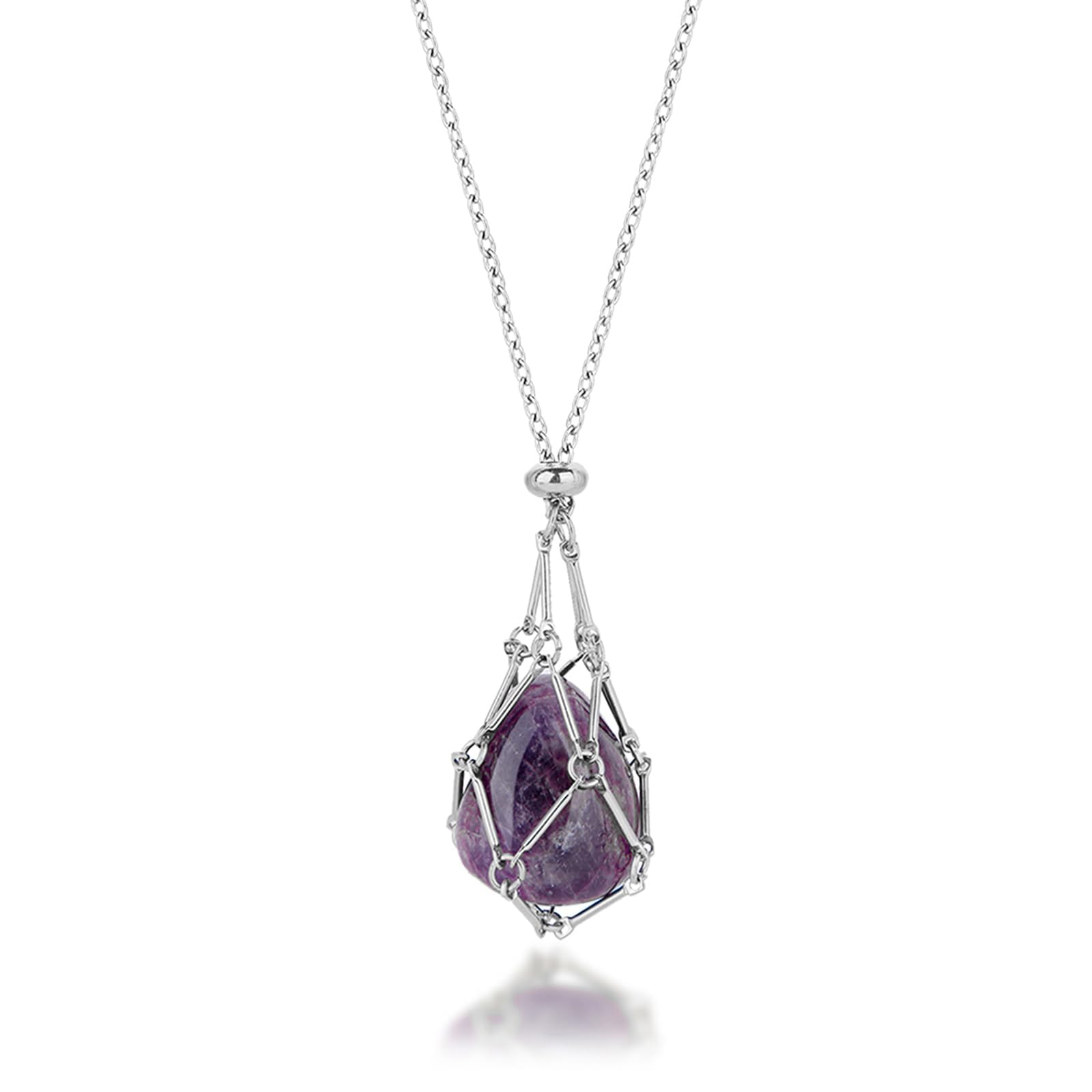 Crystal Necklace, Purple Stone, Elegant Crystal Necklace Holder Four Layer Mesh Design-image-10