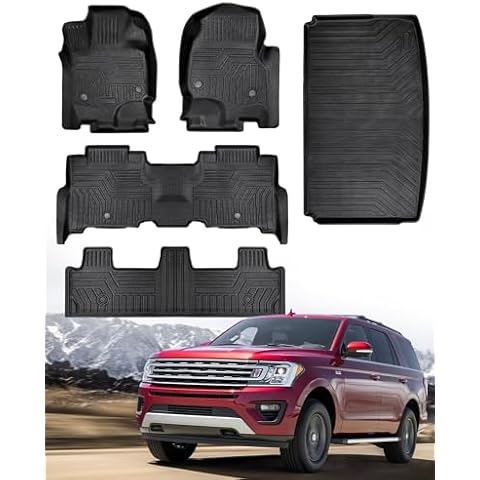 COTAZA for Ford Expedition Max Floor Mats 2018-2024 Bench 8-Seat All Weather Rubber for Ford Expedition Max Mats 2024 2023 2022 2021 2020 2019 2018 Expedition Max Accessories 2024 Cover