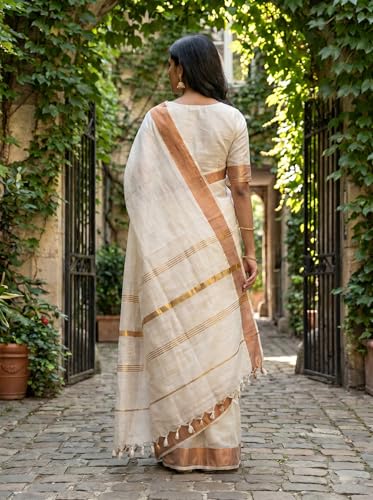 Image of Cotton Silk Sarees with zari border l Solid color cotton silk sarees for women l Bengal Handloom cotton sarees.