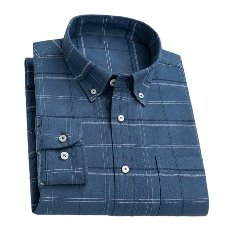 Chemise à manches longues en coton coupe régulière décontractée