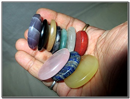 Fantastic 10 Chakra Gemstone Oval Stone Set Palm Worry Stone Thumb Stone Crystal Therapy Geometry Platonic Solid Sacred Air Water Earth Fire Hexagon Tetrahedron Hexahedron Icosahedron Square #TOP6