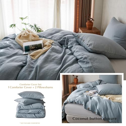 Housse de couette lin anti transpiration Simple&Opulence bleu lit double