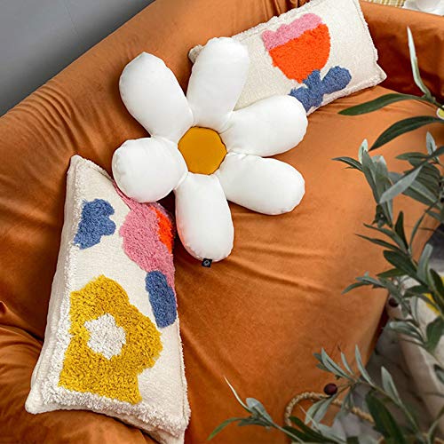 Coussin lombaire touffeté floral 30 x 50 cm aux finitions artisanales