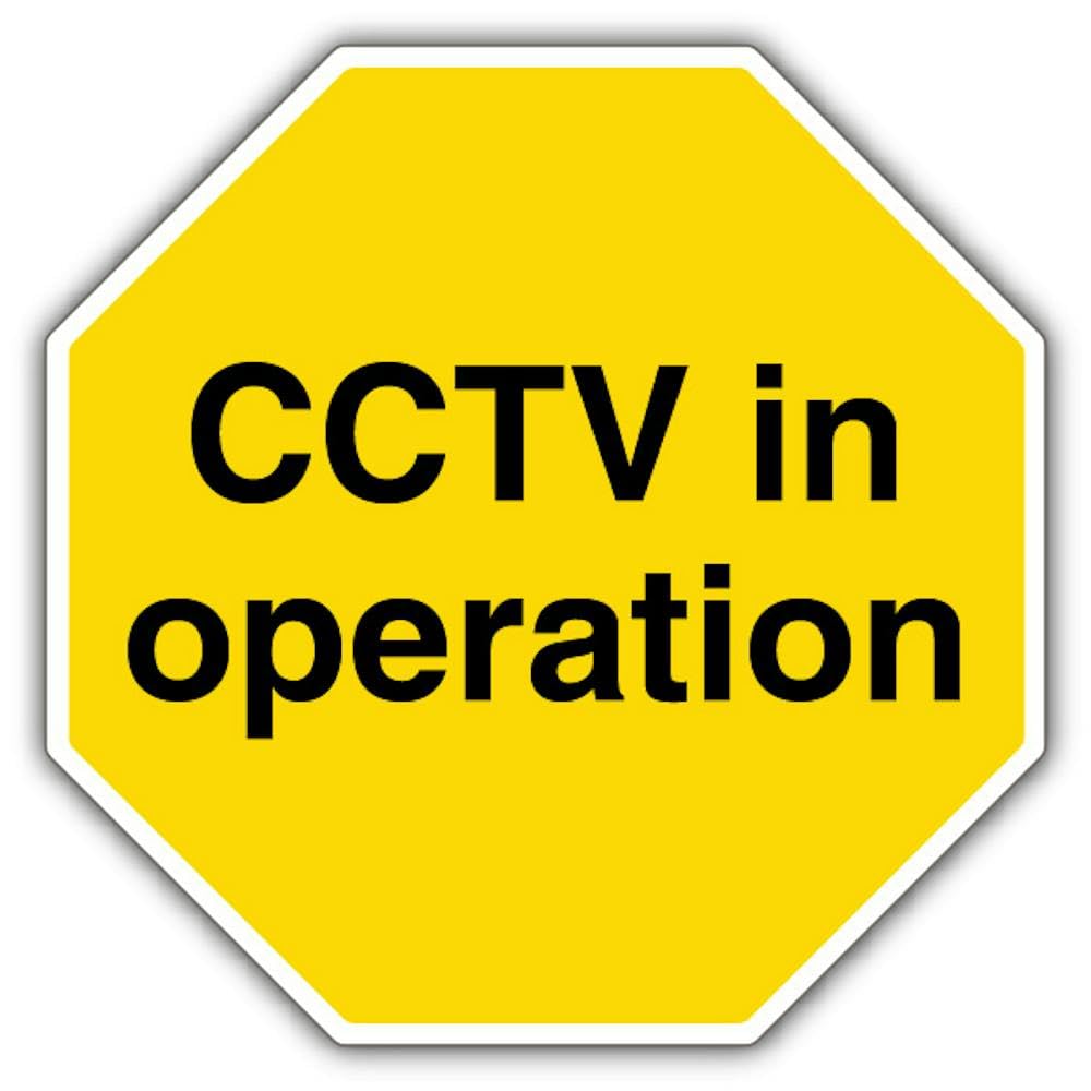 V Safety CCTV In Operation - Octagon Safety Sign - 150 x 150 mm - 2mm Rigid Plastic